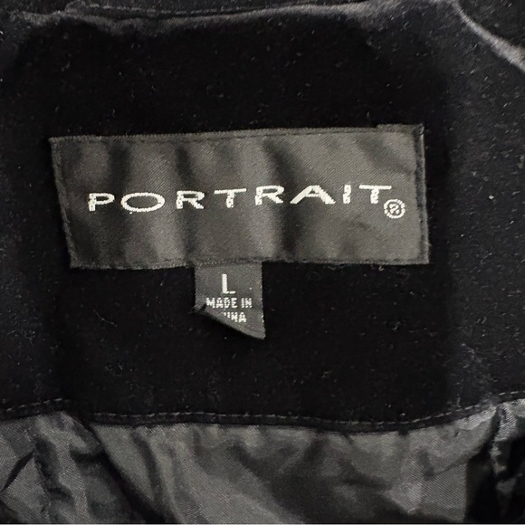 Vtg PORTRAIT Black Velvet Women’s Coat Hooded Sz L Holiday 90s Classic Boho - Picture 6 of 15